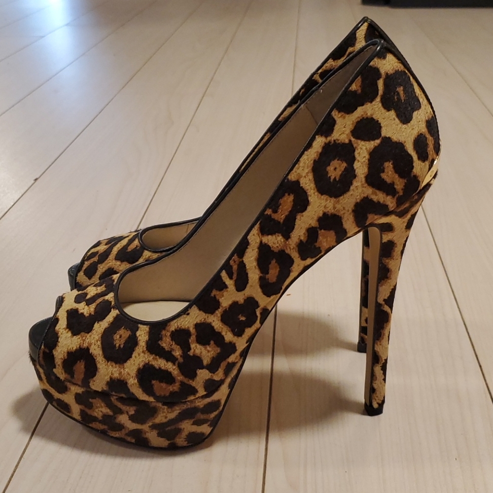 Michael Kors Leopard Print Platform Peep-Toe Stilettos
